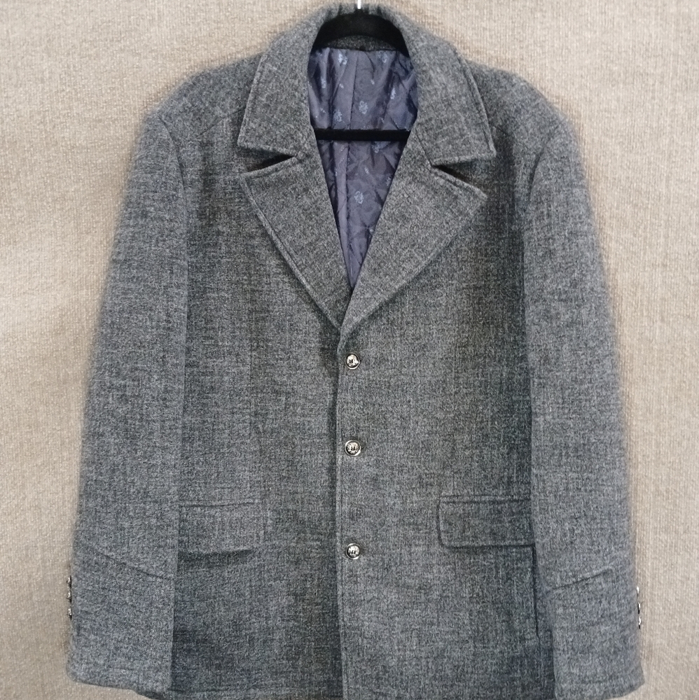 Jingpin Fushi Jacket Men's Large Gray Wool Blend Sports Coat Overcoat Academia